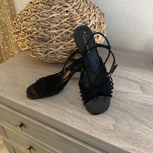 Anthropologie Black Strappy Heels